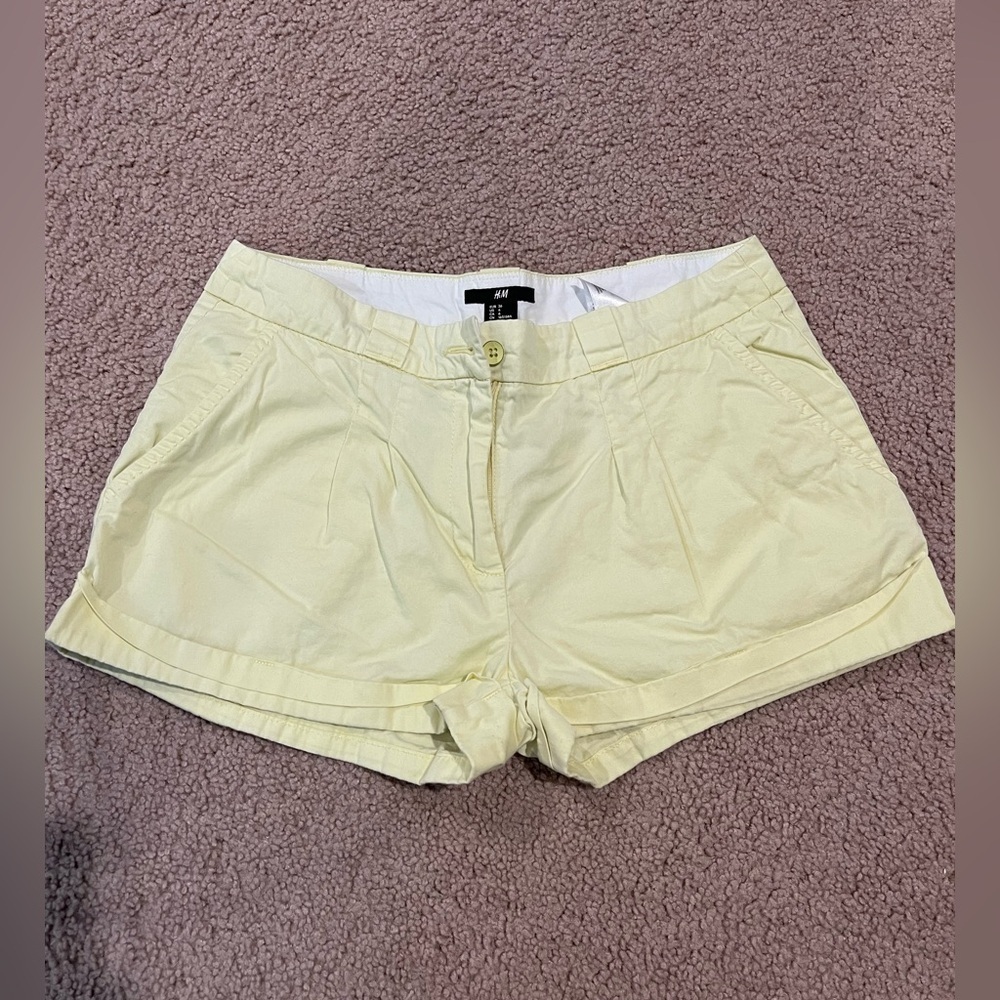 H&M solid yellow casual shorts